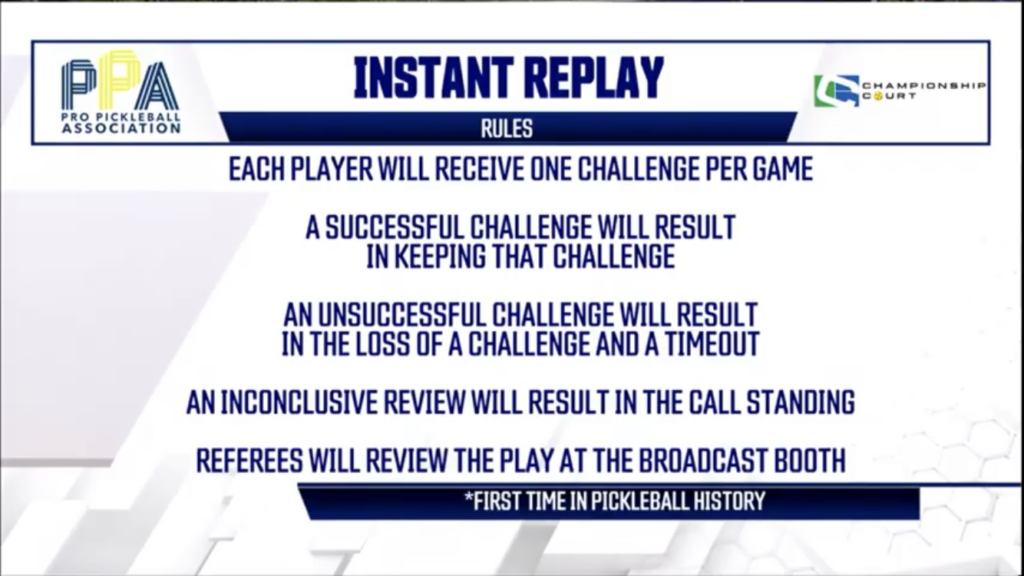 Pickleball Instant Replay Rule