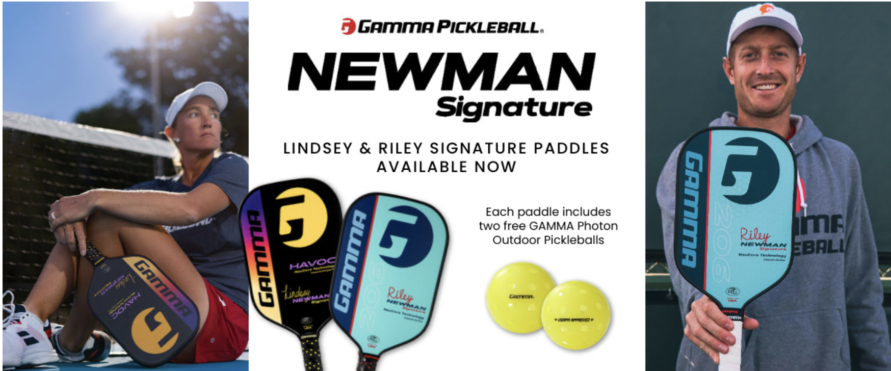 Gamma Pickleball Paddles featuring Riley and Lindsay Newman