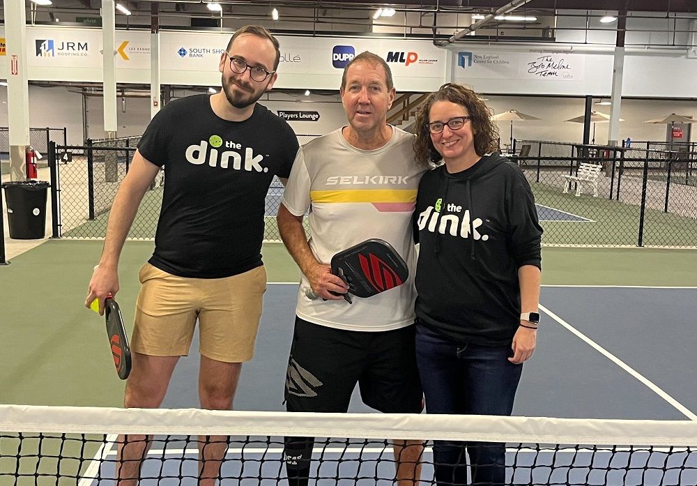 The Dink's Adam Forziati (left) & Kim Bastien (right) pose with Dean Matt.