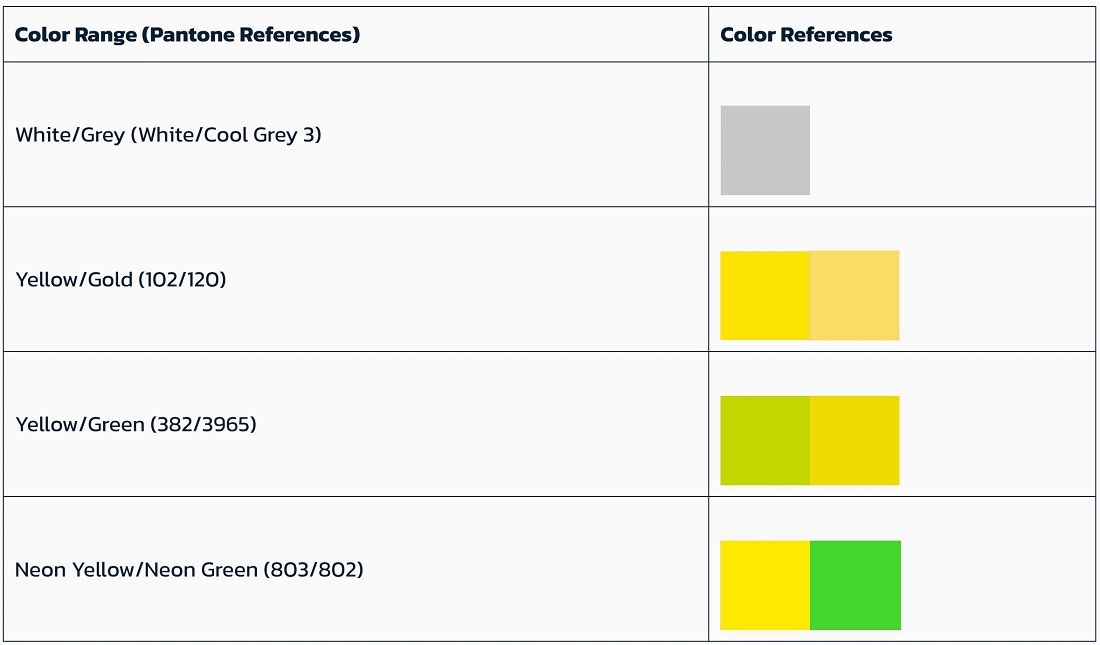 The color chart dictating regulated paddle colors at all MLP events.