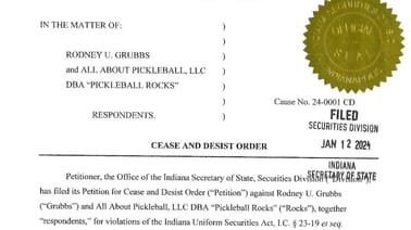 Cease and Desist Order Issued Against 'Fraudulent' Pickleball Company