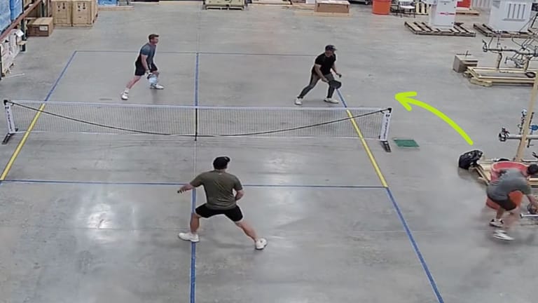 Bossman crosses the line in warehouse pickleball game